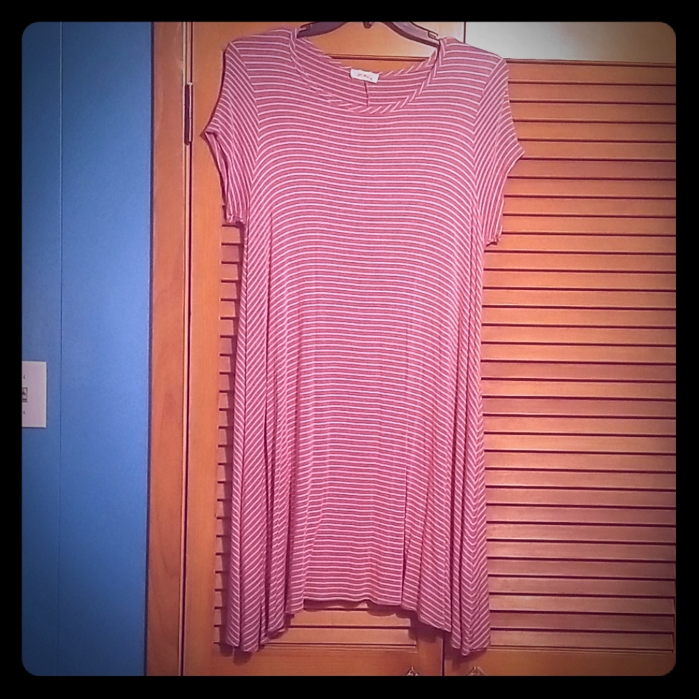 Pink and white striped dress